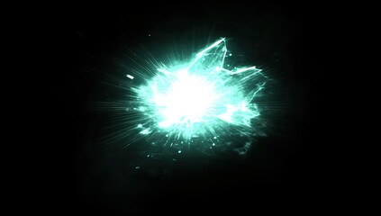 Teal energy burst on black background