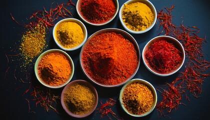 spices on black background