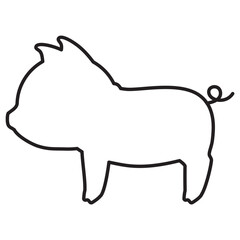 横向きのブタの線画