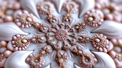 Fototapeta premium Detailed ornate fractal mandala design in soft pastel colors