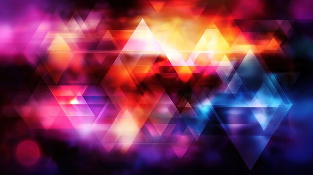 Abstract vibrant triangular lightscape background
