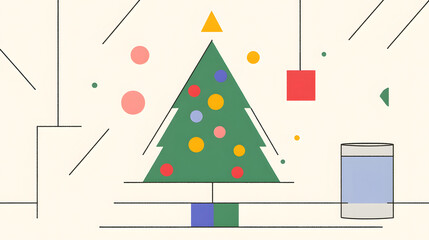 christmas, tree, holiday, winter, snow, illustration, xmas, card, vector, decoration, celebration, star, snowflake, gift, year, new, design, art, christmas tree, season, december, merry, greeting, new