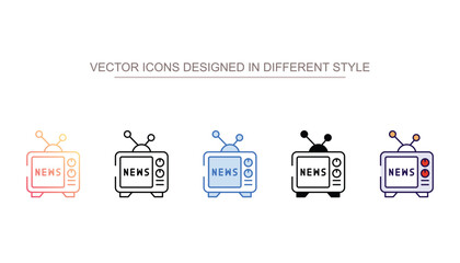 TV News icon design with white background stock illustration