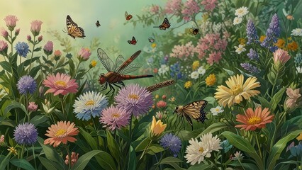 Fototapeta premium watercolor background with flowers
