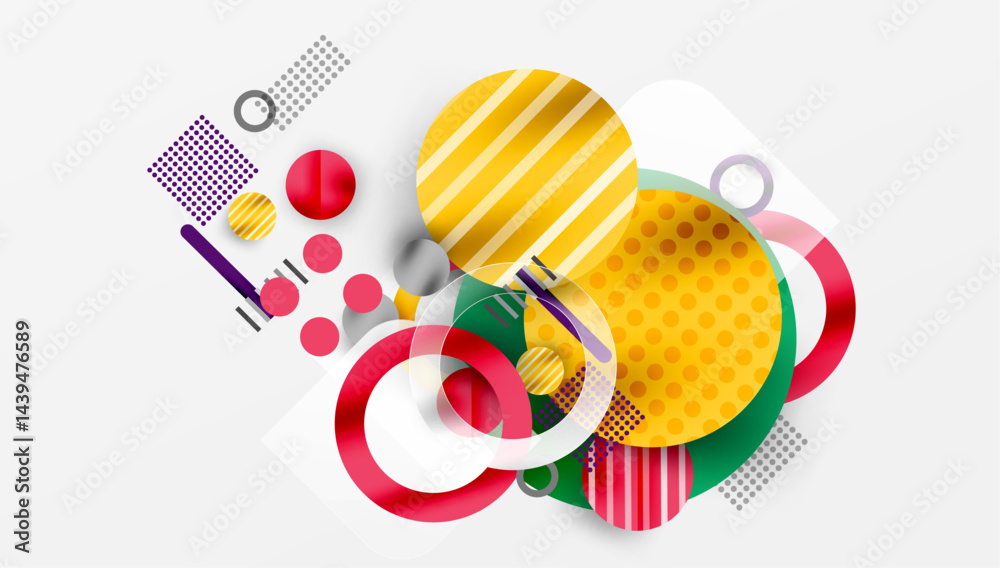 Poster abstract composition. overlapping shapes, vibrant colors, dynamic design. modern aesthetic, playful 