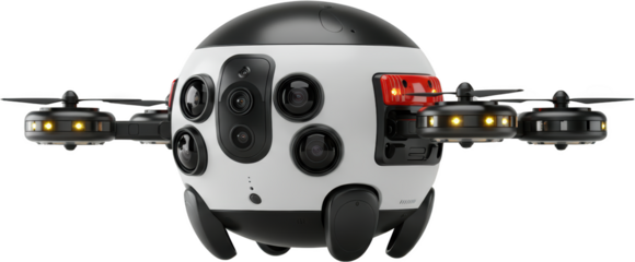 Futuristic Spherical Drone with Multiple Cameras and Propellers for Aerial Photography and