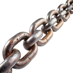 Fototapeta premium Close-up of a Rusty Metal Chain Link on Transparent background