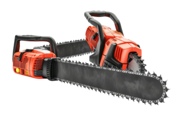 Go Wireless: Embrace Mobility with Cordless Chainsaws Isolated On White Background.