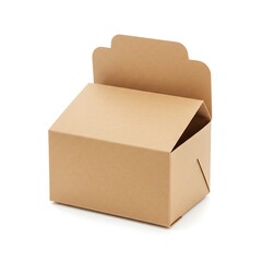 Close up of simple kraft box for handmade candies, isolated on white background