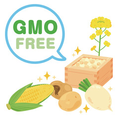 非遺伝子組み換え食品のイラストセット