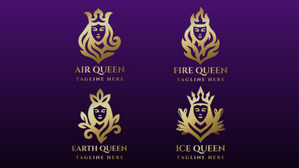 Elegant golden logo collection in 4 different type.