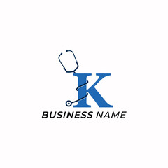 design logo creative letter K and stethoscope