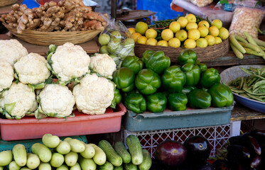 fresh vegetables on a local market in mumbai, india