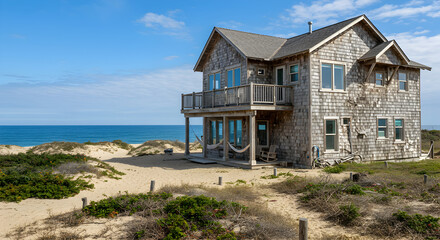 Seaside Retreat A Charming Beach House Amidst Tranquil Sand Dunes