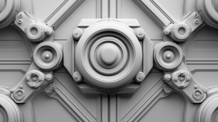 Futuristic Gray Panel Design, Abstract,  Technological, Geometric Structure