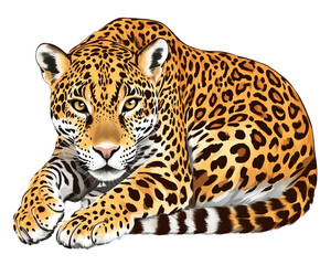 Obraz premium Majestic Jaguar: A Powerful Predator of the Wilds , isolated on white background PNG cut out