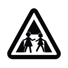 Road Sign Illustrating Children Crossing Drawn Design