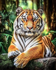 Fototapeta premium Tiger in the jungle. Ai Generative
