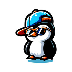 Cool Penguin with Cap and Sunglasses