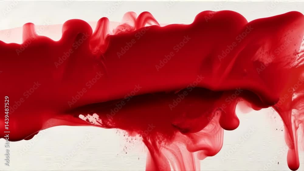 Poster dynamic red paint flowing across canvas creating abstract art