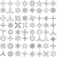 Fototapeta premium Shuriken icon vector set. Ninja illustration sign collection. Throwing stars symbol or logo.