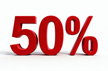 Inscription 50%, discounts, business, red numbers on transparent background	