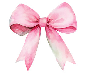Delicate Watercolor Pink Bow, Perfect for Gift Wrapping or Design Inspiration , isolated on white background PNG cut out