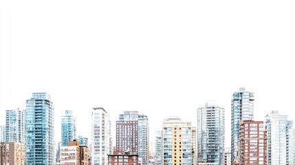 Obraz premium Modern Urban Skyline with Glass Buildings Under Clear Sky in Cityscape View
