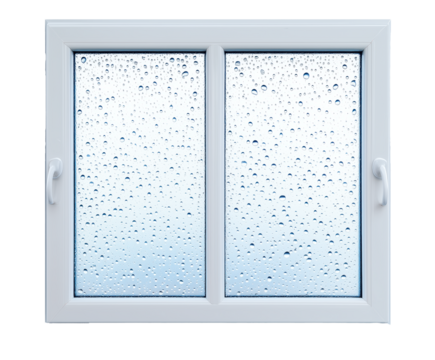 Stylish White Window with Condensation - A Modern Architectural Design , isolated on white background PNG cut out