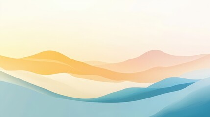 Pastel colored, abstract mountain range landscape.