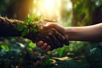 Hands in nature, a handshake