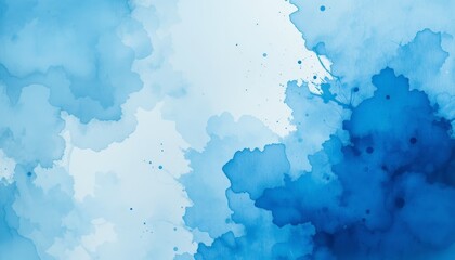 Obraz premium A soft, blended watercolor background in various shades of blue, creating a tranquil and serene atmosphere. Ideal for artistic projects, websites, or calming visuals
