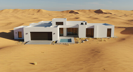 Modern Architecture: Desert Oasis Home With A Pool in Arid Landscape