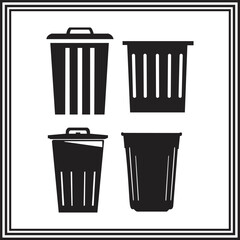 Four Simple Trash Can Icons
