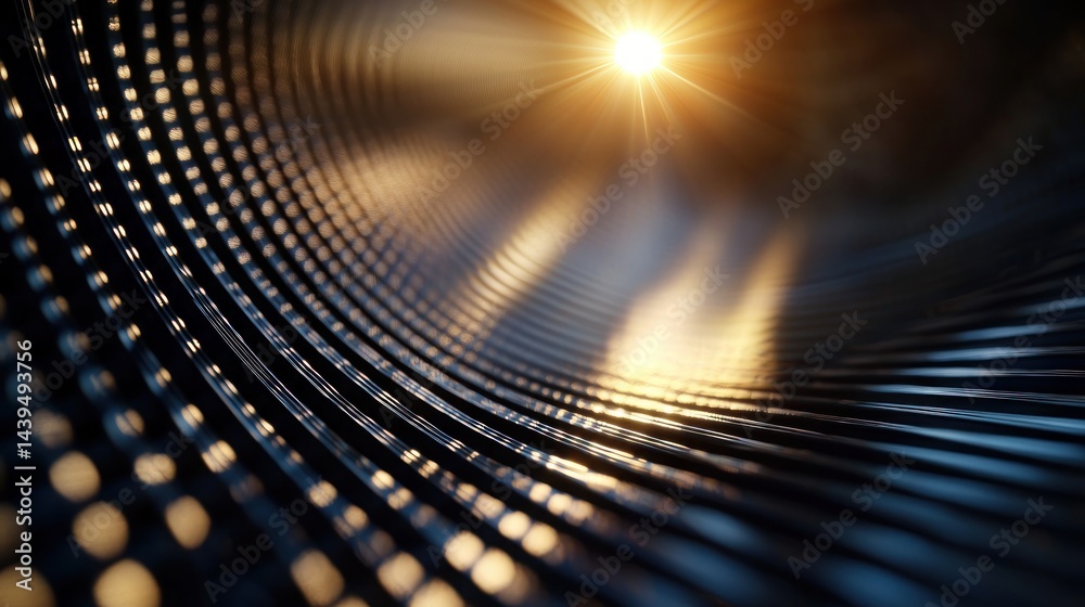 Wall mural abstract tunnel with glowing sun, futuristic design