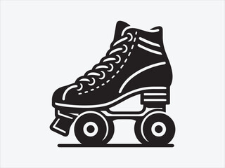 Roller Skates Silhouette / icon with Classic Four-Wheel Design for Sports, Fitness, and Retro-Art and Illustrations