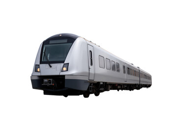 Naklejka premium Silver high-speed train isolated on a transparent background