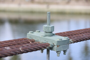 close up of bridge bolt and nut screw