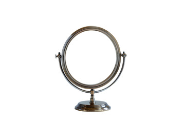 Fototapeta premium Gilded Grandeur: Enhance Your Decor with the Precision-Crafted Metal Mirror Isolated On White Background.