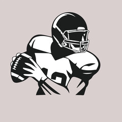 american football player wearing a helmet and throwing the ball, Vector Silhouette design for vector spot