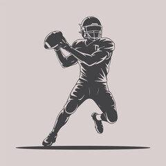 American Football player vector Silhouette in an off-white background 