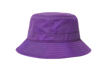 Elegant purple bucket hat with distinctive horizontal detailing on the brim transparent background