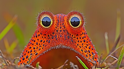Vibrant Orange Frog with Striking Patterns in Natural Habitat