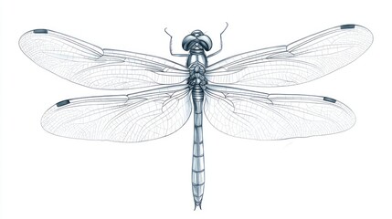 A dragonfly sketch with soft shading and transparent wings