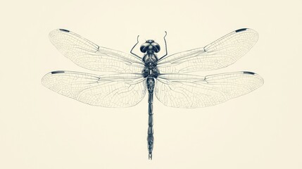 A dragonfly sketch with soft shading and transparent wings