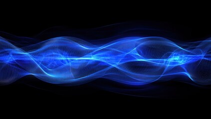 Obraz premium Abstract blue waves on black background