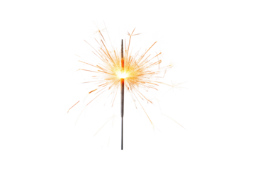 A dazzling sparkler on a grey background emitting a brilliant golden glow transparent background