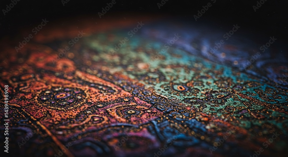 Poster a colorful patterned rug with a blue and green design