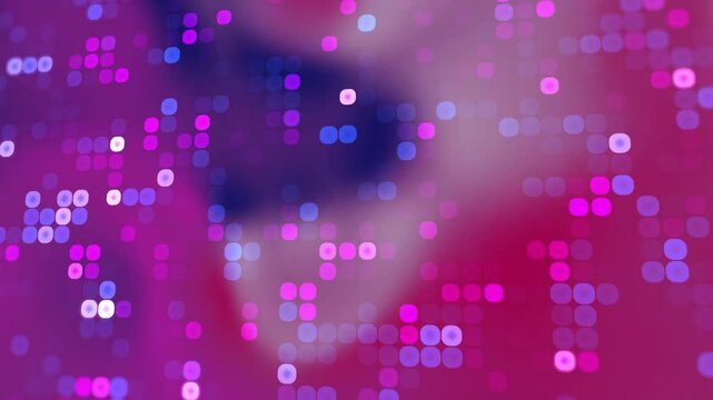 Blurred background amplified with pink and blue lights; ideal for festive events, party invitations, and dynamic graphic designs.