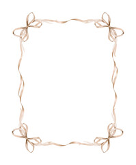 Frame of vintage brown ribbons and bows.